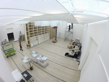 construction multimedia room at the Fondation Beyeler